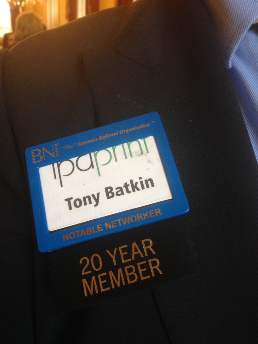 Tony Batkin IPA Print awarded 20 year membership ribbon <a href="/BNIEnterprise/">BNI Enterprise</a> <a href="/BNI_LNW/">BNI London NW</a> <a href="/BNI_National/">BNI UK and Ireland</a>