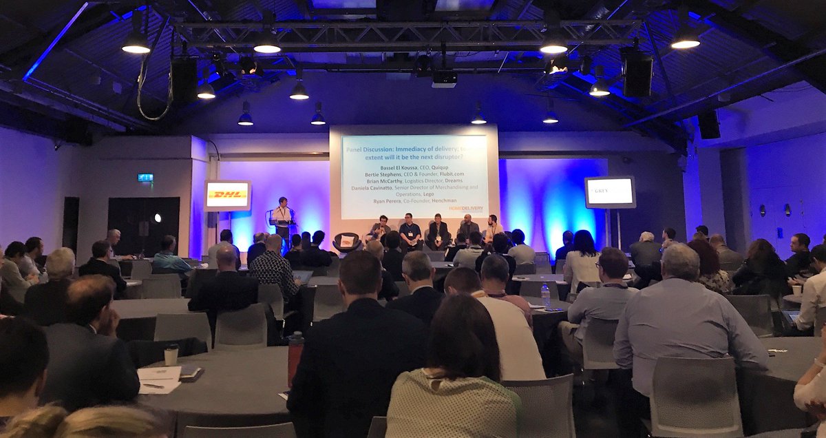 parcelly's tweet photo. 'What we see is a transition in the market improving the utilisation of physical space in cities &rural areas' @quiqup_app #homedeliveryconf https://t.co/MstBZllJBC