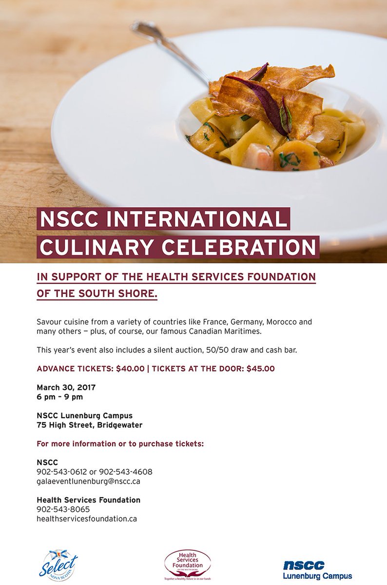 1 more sleep till the NSCC International Culinary Celebration! March 30, Lunenburg. Tickets still available. #petiteriviere #nscc #nomnoms