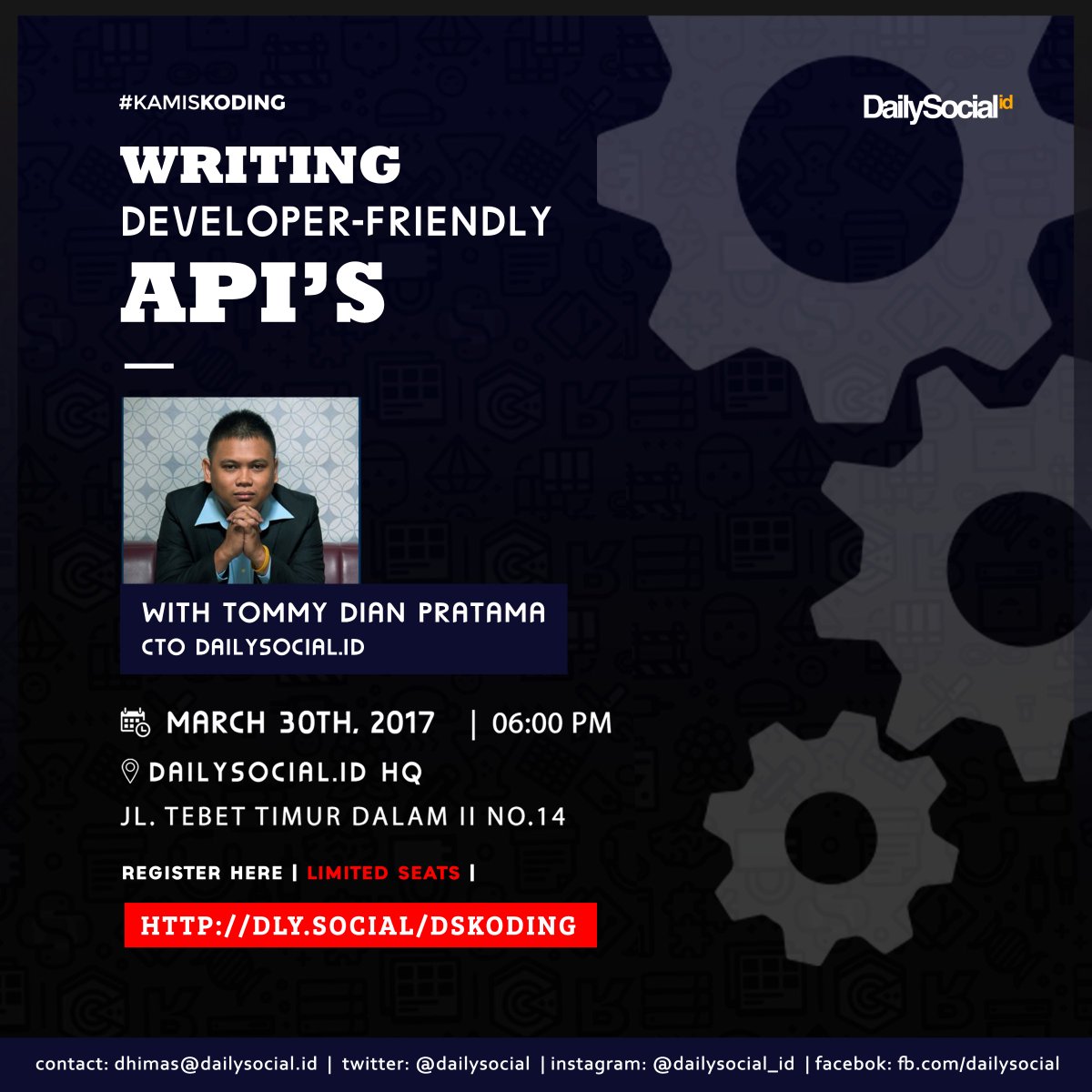 dailysocial's tweet image. DS punya tempat nongkrong baru buat para developer, namanya #KamisKoding! di sini kita bahas soal API. Daftar di sini