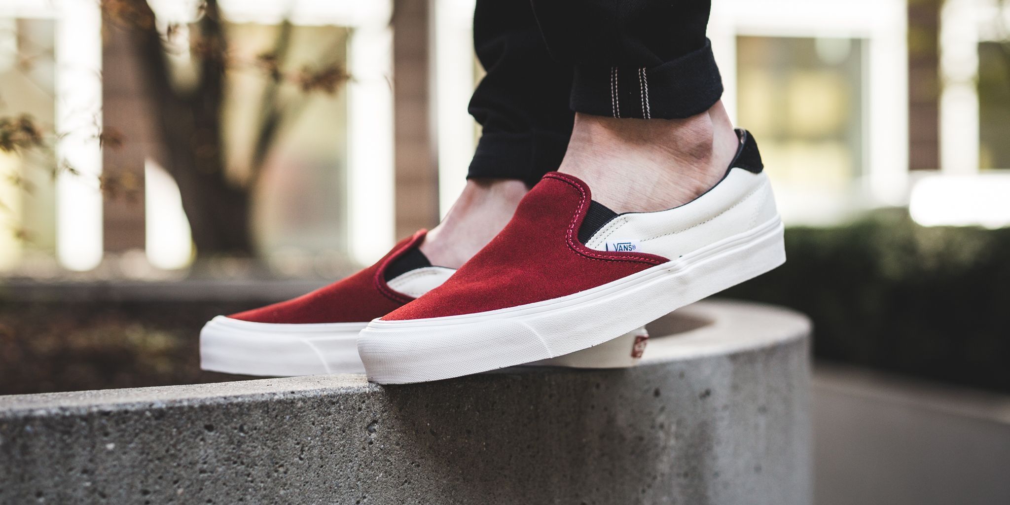 vans red dahlia slip on