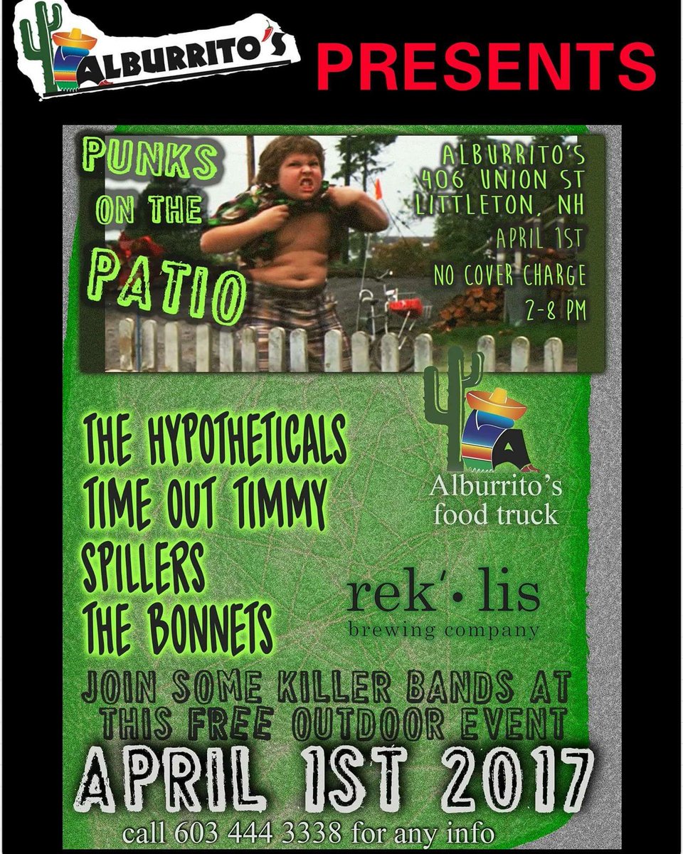 HypotheticalsNH's tweet image. #punksonthepatio #firstshowback #supportlocalmusic #littletonnh #nhmusic #newhampshiremusic #alburritoslittletonnh #thehypotheticals #punk