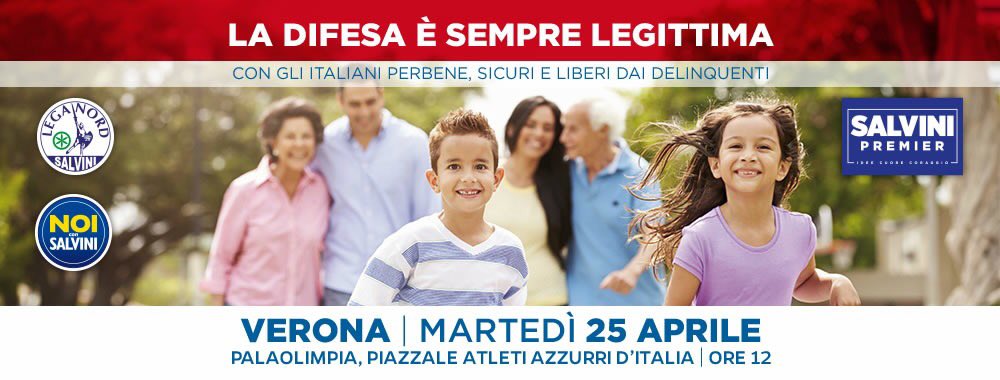 matteosalvinimi's tweet photo. Martedì 25 aprile a VERONA. Con gli italiani PERBENE, sicuri e liberi dai delinquenti, saremo in MIGLIAIA! Tu ci sarai? https://t.co/lOMQmn31cw