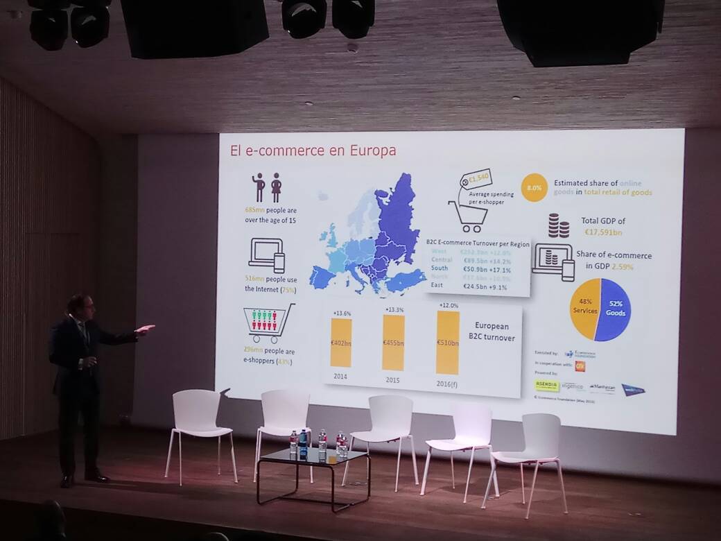 adigital_org's tweet photo. "El mercado del #ecommerce en Europa alcanza los 500.000 mill de euros, equivalente al 50% del PIB español" @SastreSegovia #innodelivery17 https://t.co/iriIoZqsMe