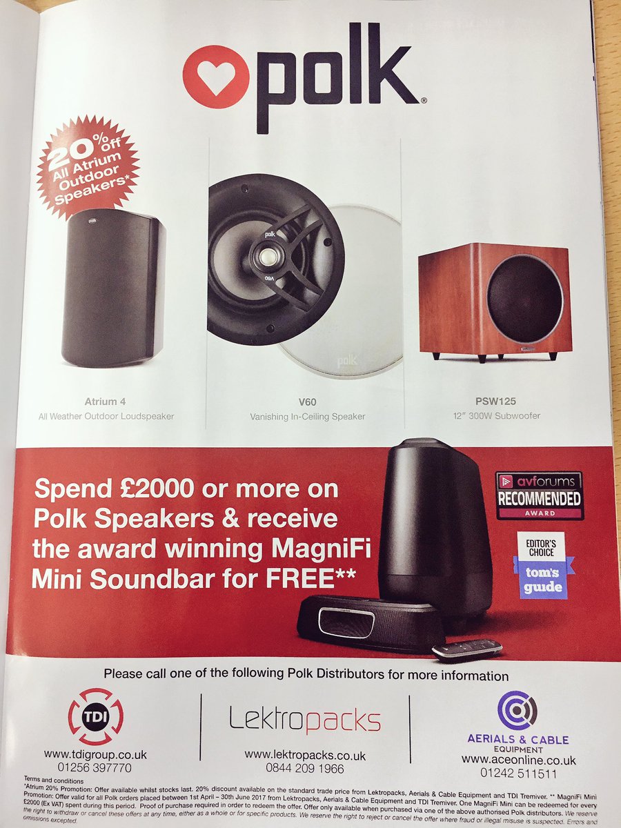 lektropacks's tweet photo. Seen our MagniFi-cent @polkaudio offer in @svimag? Spend Β£2,000 & receive a #MagniFiMini for #FREE! #PolkAudio #speakers #soundbar #avtweeps https://t.co/I1fDvNzqz3