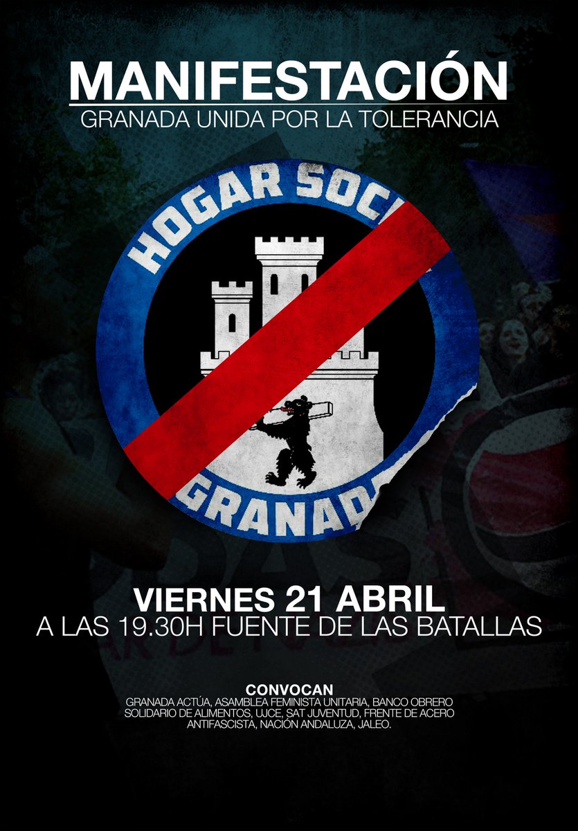 GranadaActua's tweet photo. El viernes 21 de abril a las 19:30 Granada sale a la calle contra la intolerancia, acude y difunde. https://t.co/kZVf6rQ0io