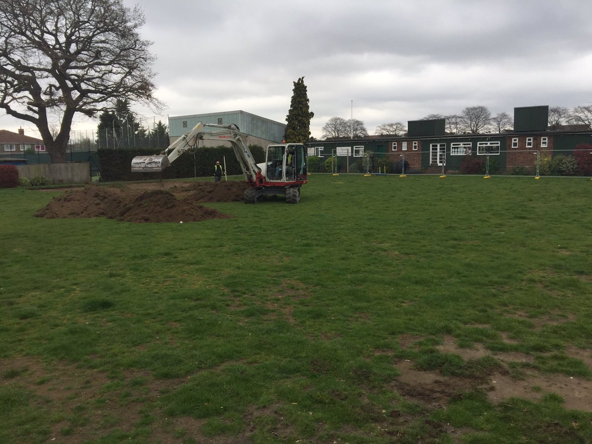 BarnesCricket's tweet photo. We are so excited that work is underway to build the BSC MUGA - 4 lanes of nets and full sized tennis court! Can't wait for April #phez #VLP https://t.co/TVU48EJY2o