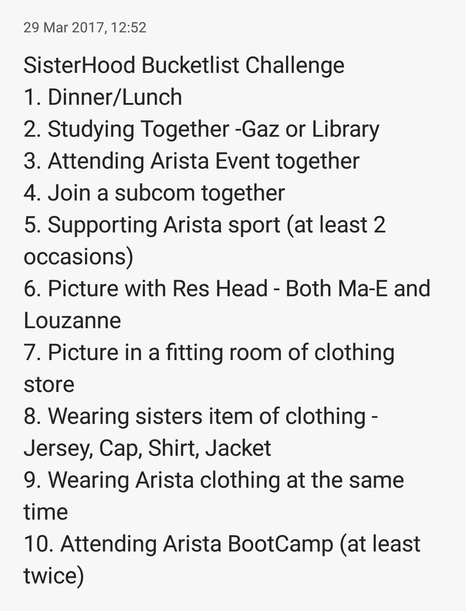 Arista_UFS1's tweet photo. SisterHood Bucketlist Challenge!! May the best sisters win 😊 FB: Arista Ladies Day Residence IG: Arista_UFS https://t.co/TM1bu8JXKq
