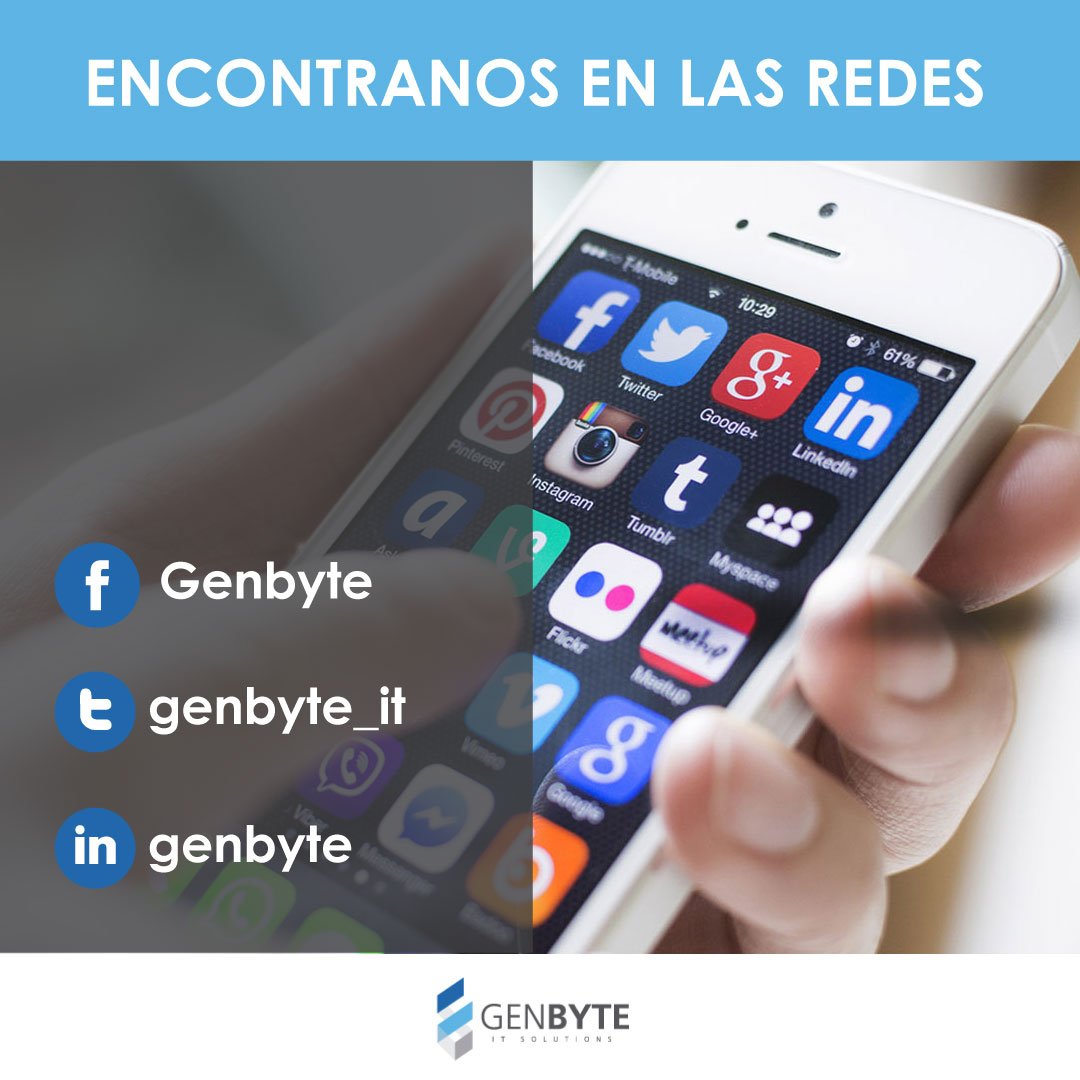 Genbyte_IT's tweet photo. ¡Visitanos en las #redes! #Genbyte https://t.co/JIhmT5HVGZ