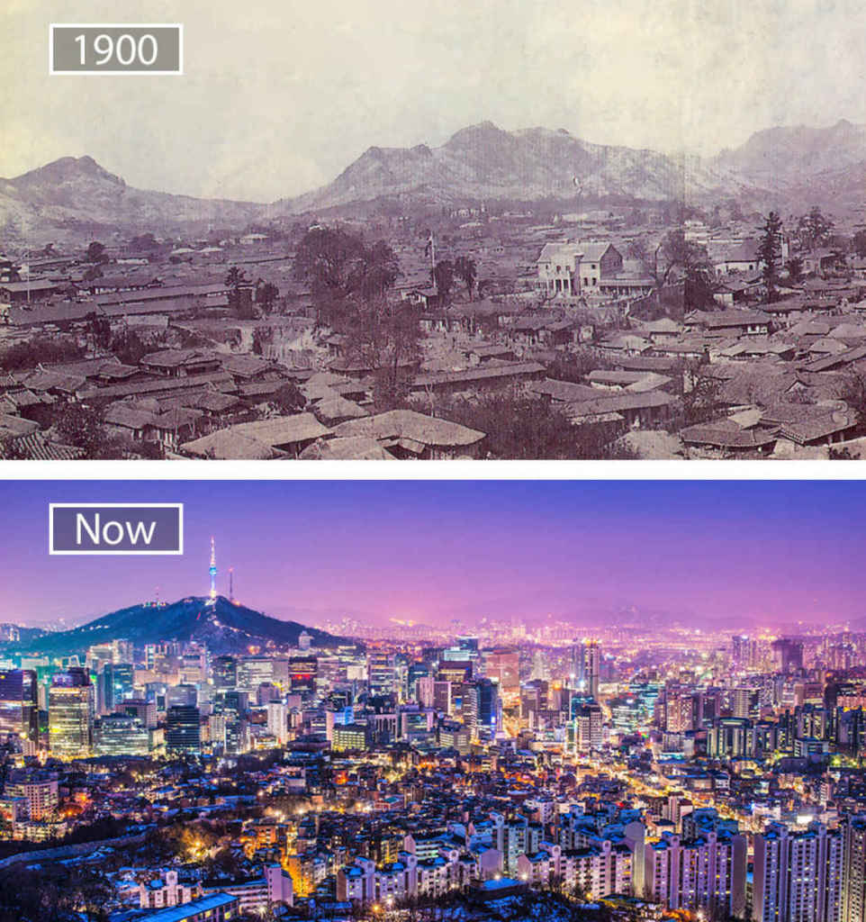 ภาพเปรียบเทียบ กรุงโซล เกาหลีใต้ 
อดีต กับ ปัจจุบัน