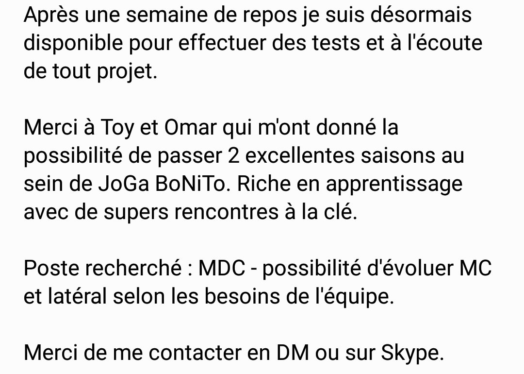 OsMoZ_21's tweet photo. Après une petite pause... Merci @Off_JoGaBoNiTo 🇧🇷 et @MgS_Fekir_31 pour ces 2 dernières saisons. ⚠️ Free Agent à l'écoute de tout projet ✍️ https://t.co/qFiYlxXF6E
