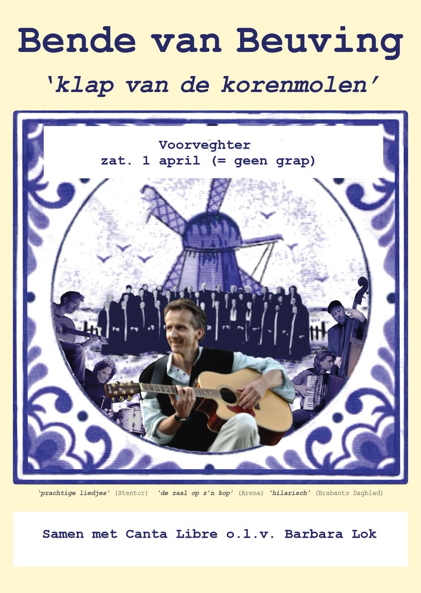 Aanstaande zaterdag 1 april van harte welkom om 20;15 uur in <a href="/DeVoorveghter/">De Voorveghter</a> in Hardenberg. Ernest Beuving en <a href="/PopkoorCantaLib/">Popkoor Canta Libre</a>