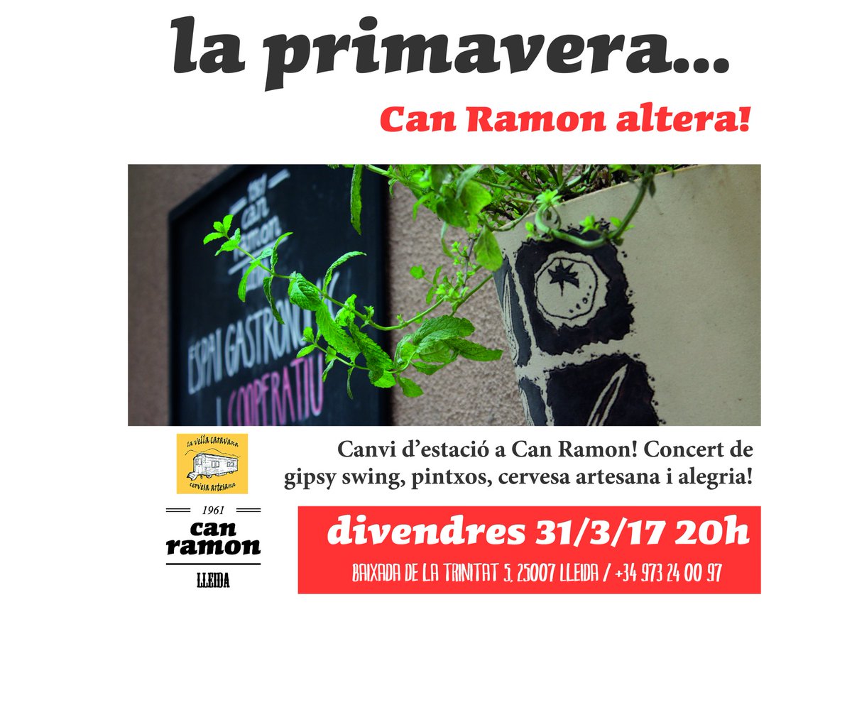 A Can Ramon la primavera comença aquest divendres!!!

Us hi esperem!!!