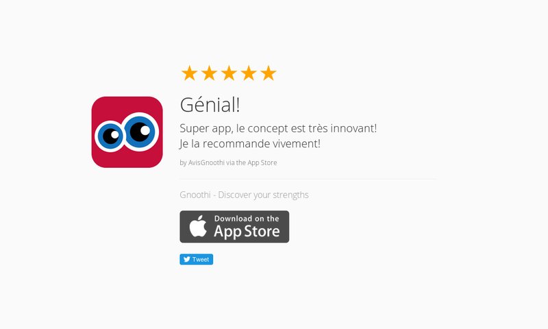 Gnoothi_app's tweet photo. 5 Star Review: "Génial!: Super app, le concept est très innovant! 
Je la recommande viveme…" https://t.co/V5aDCVL4Bq https://t.co/bKxmlAvkPp