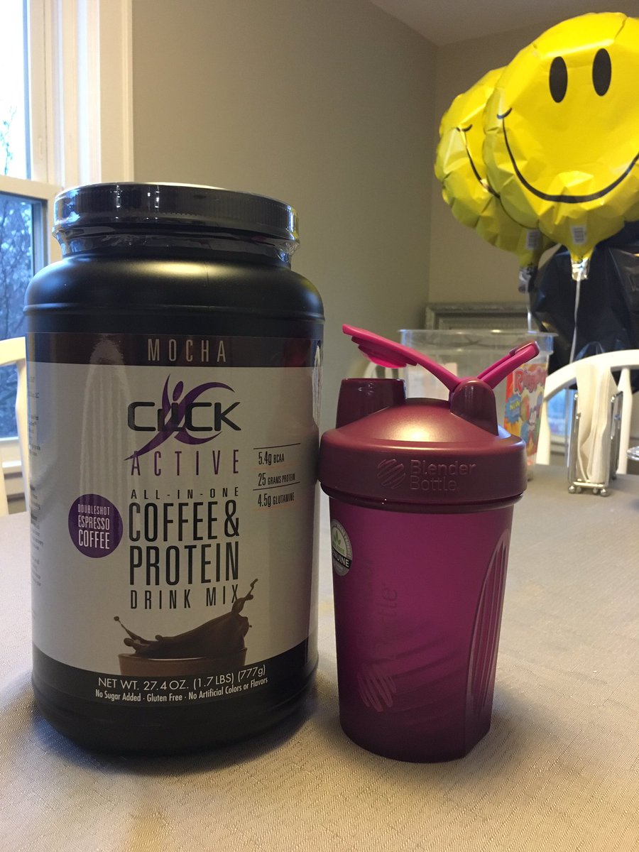 uptite_mamas's tweet photo. Coffee plus protein in one!? Even the balloon in the background is happy about this! 😀 @drinkclick #goodmorning #wakeup #drinkclick https://t.co/ZWuAXvdeVV