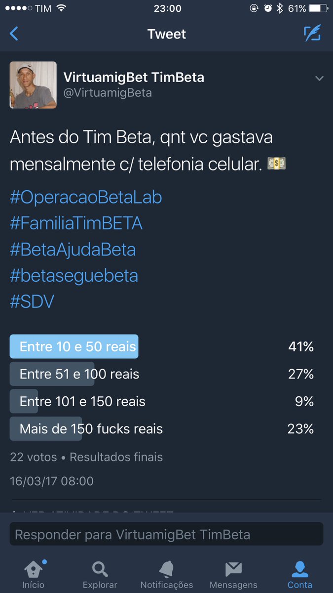 VirtuamigBeta's tweet photo. Na última enquete que fiz, ficou evidenciado que 59% das pessoas pagavam mais de R$ 50 e que 41% continuam apagar 50 ou menos. https://t.co/8bzkbdA9ak