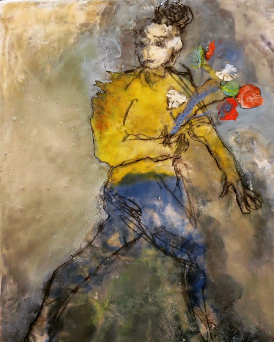 #South African #artist #DebbieField's first stab at #painting with our #watersoluble #encaustic. We love!! #waxart