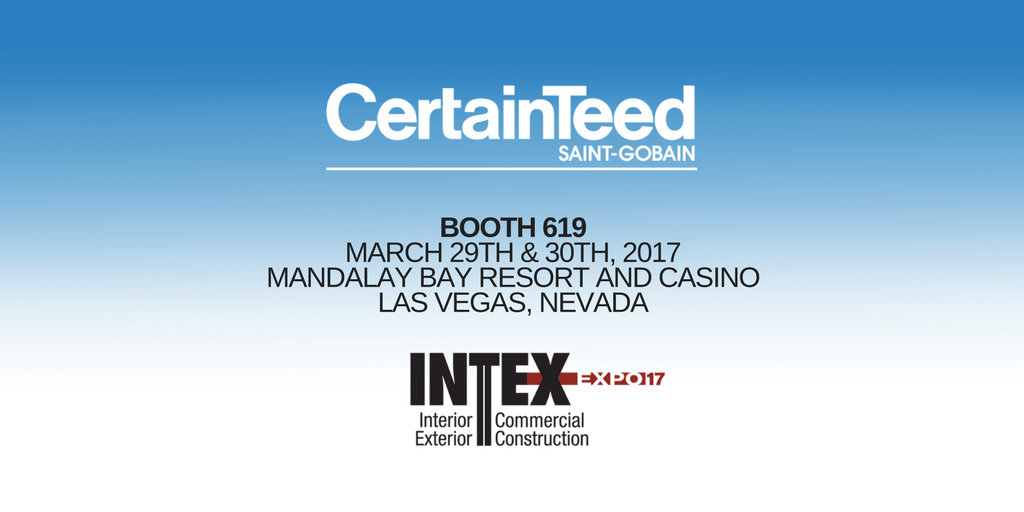 CertainTeed's tweet photo. If you’re in Las Vegas for #INTEX17 be sure to visit us today and tomorrow, booth 619! https://t.co/RQPJPuyuNv