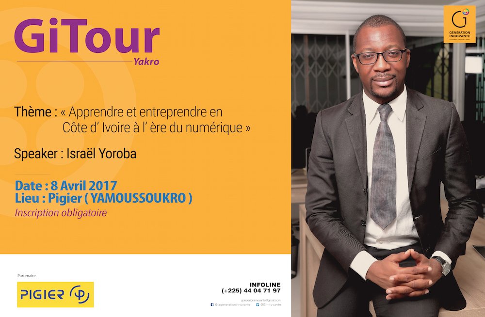 IsraelGuebo's tweet photo. #GiTour Partager notre vision aux jeunes, les former, les informer, les sensibiliser. Nous serons à Yakro avec la #GénérationInnovante https://t.co/YVbCFPYBI9