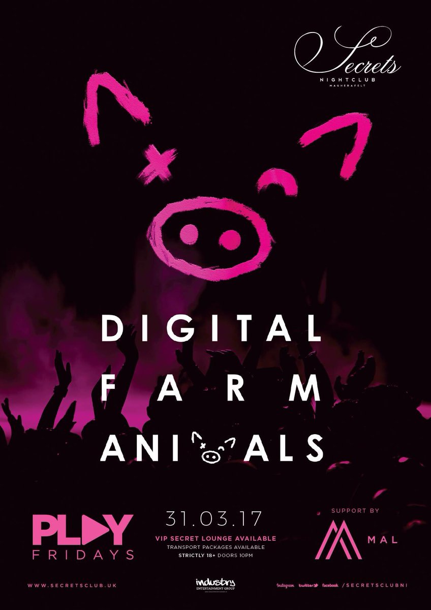 Secretsclubni's tweet photo. Rt to WIN £50 bartab for Friday night 🎉 DIGITAL FARM ANIMALS on the decks 🔥

ShuttleBus @EmmasClubPromos 🍸#letsplay https://t.co/sqM9Za8DSu