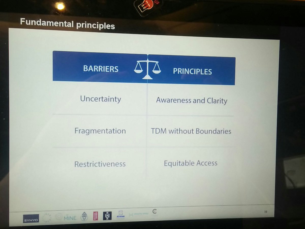 FutureTDM's tweet photo. Barriers: legal uncertainty and EU-wide fragmentation, (technical) restrictiveness @MarcoCaspers #FutureTDM #tdm https://t.co/FCYhfr8nT4