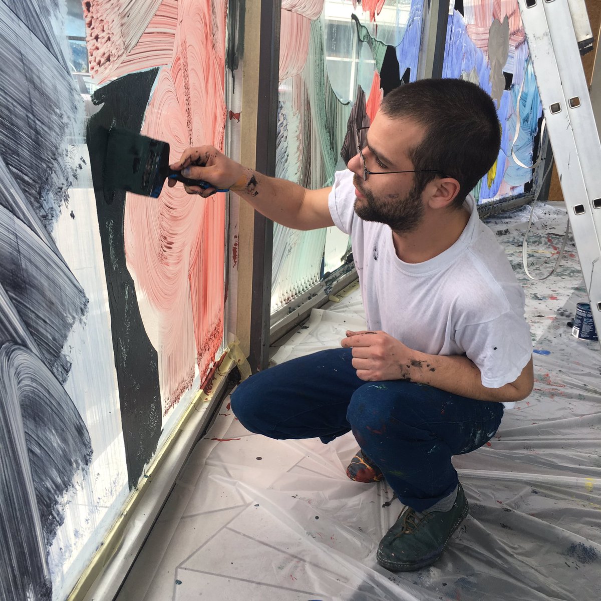 Les artistes au travail <a href="/PalmaCaen/">PALMA festival Caen</a> #Tomek #festival #arturbain #Calvados #Normandie #Caenlamer