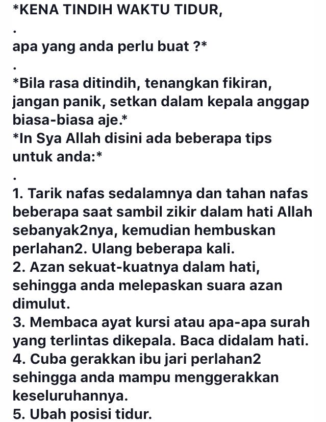 Fatenism On Twitter Scary Gila Wey Rasa Kena Tindih Time Tidur Yang Pernah Kena Tu Fahamlah Kalau Kau Tak Tahu Apa Nak Buat Time Ditindih Tu Haa Baca Ni Https T Co Af2i5hsppy