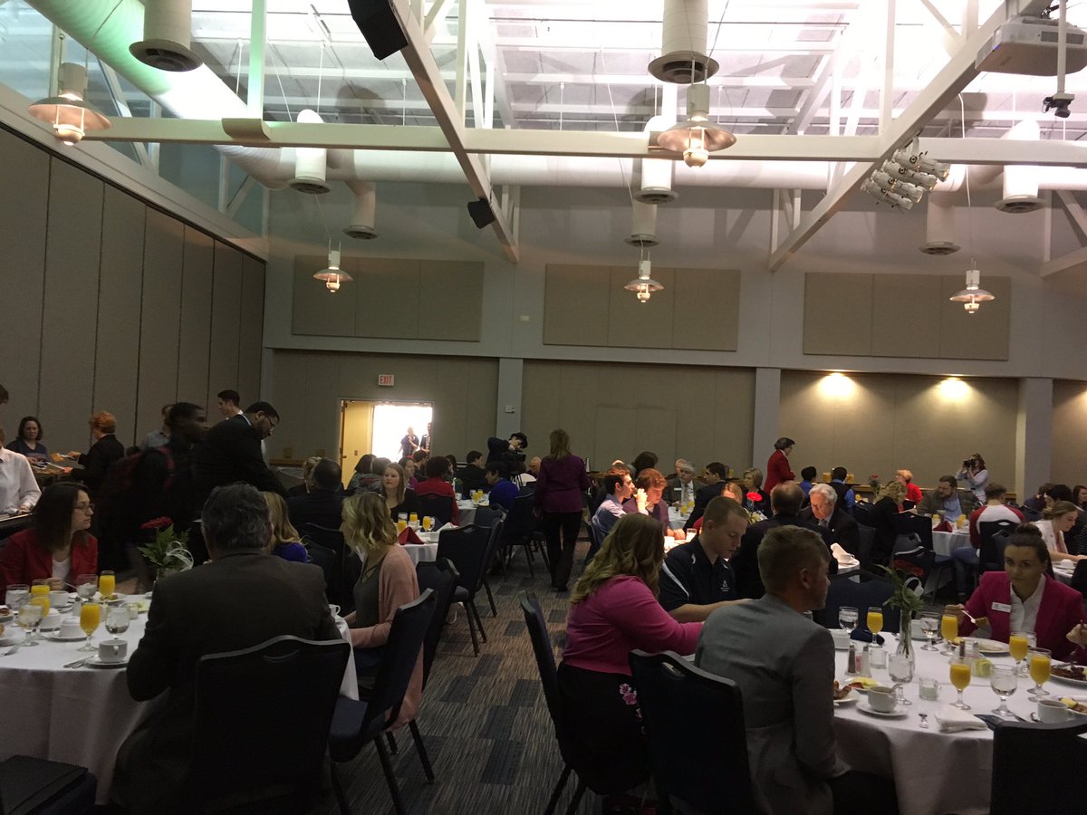 USIedu's tweet photo. Excited to see so many students and faculty awake and excited for Breakfast with the President! Be sure to ask for coffee. https://t.co/dVGtEH68Vm