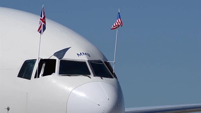 That787Pilot's tweet photo. A better #KOAK @British_Airways @Oakland photo from the inaugural #BA2279 https://t.co/9ydudIpMup