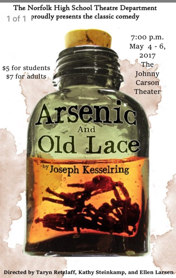TarynRetzlaff's tweet photo. I'll post the #NHSDrama Arsenic and Old Lace cast and crew list as soon as I have 300 RT's. 👵🏽🍷☠️☠️☠️☠️☠️☠️☠️☠️☠️☠️☠️☠️ https://t.co/SjkFDvDQUI