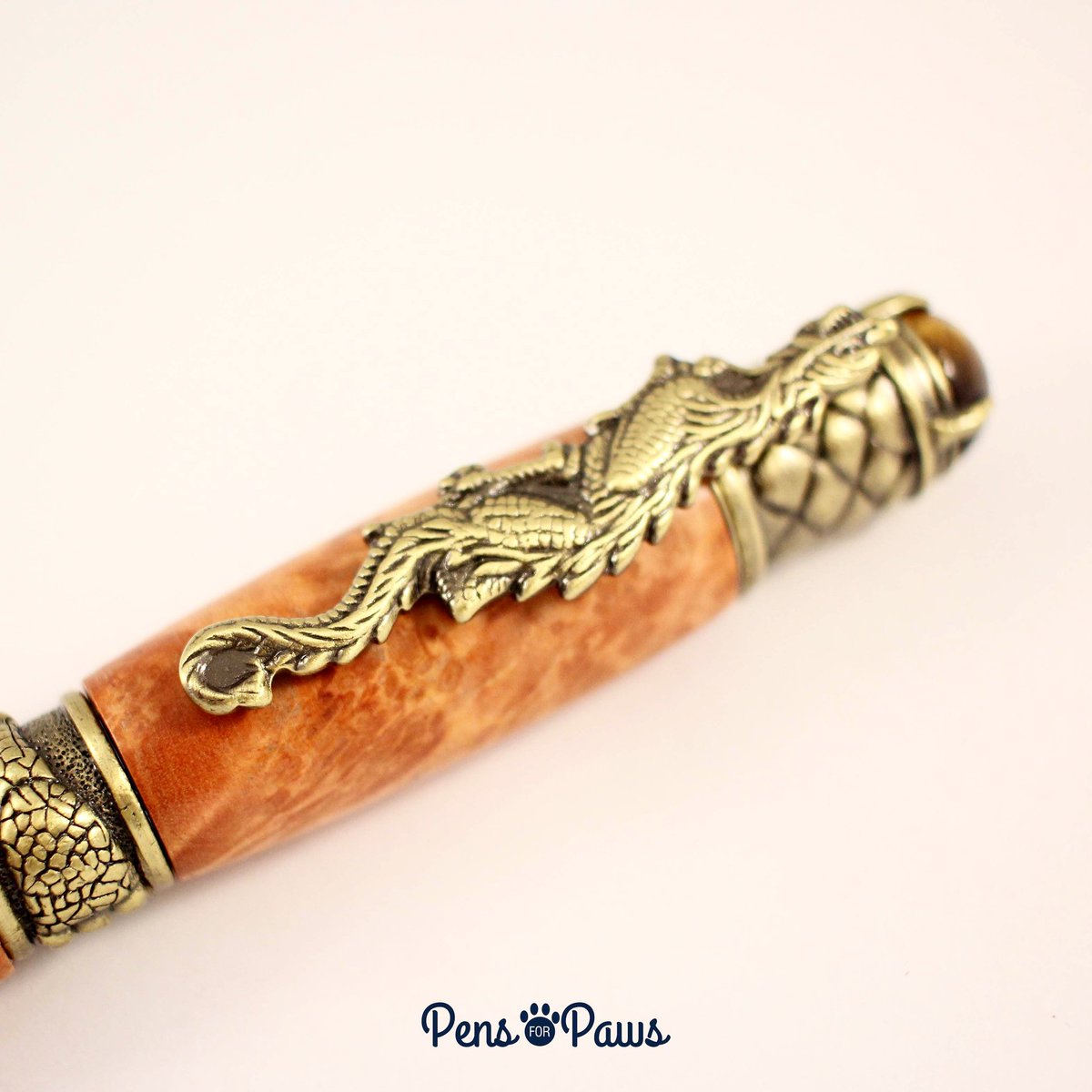 Pens_for_Paws's tweet photo. Sneak peek at our Dragon Pen with Red Currant burl #pens4paws #pen #woodturning #woodblank #dragon https://t.co/k5iJn5w0TV