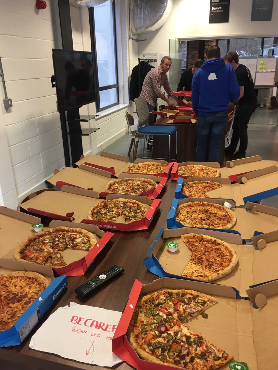dooey_official's tweet photo. Pre-beta release pizza party for a job well done! 🍕 #hedgehoglab #TeamEffort #innovation #Dooey #Countdown #LaunchSoon https://t.co/Ob0y42jQJa