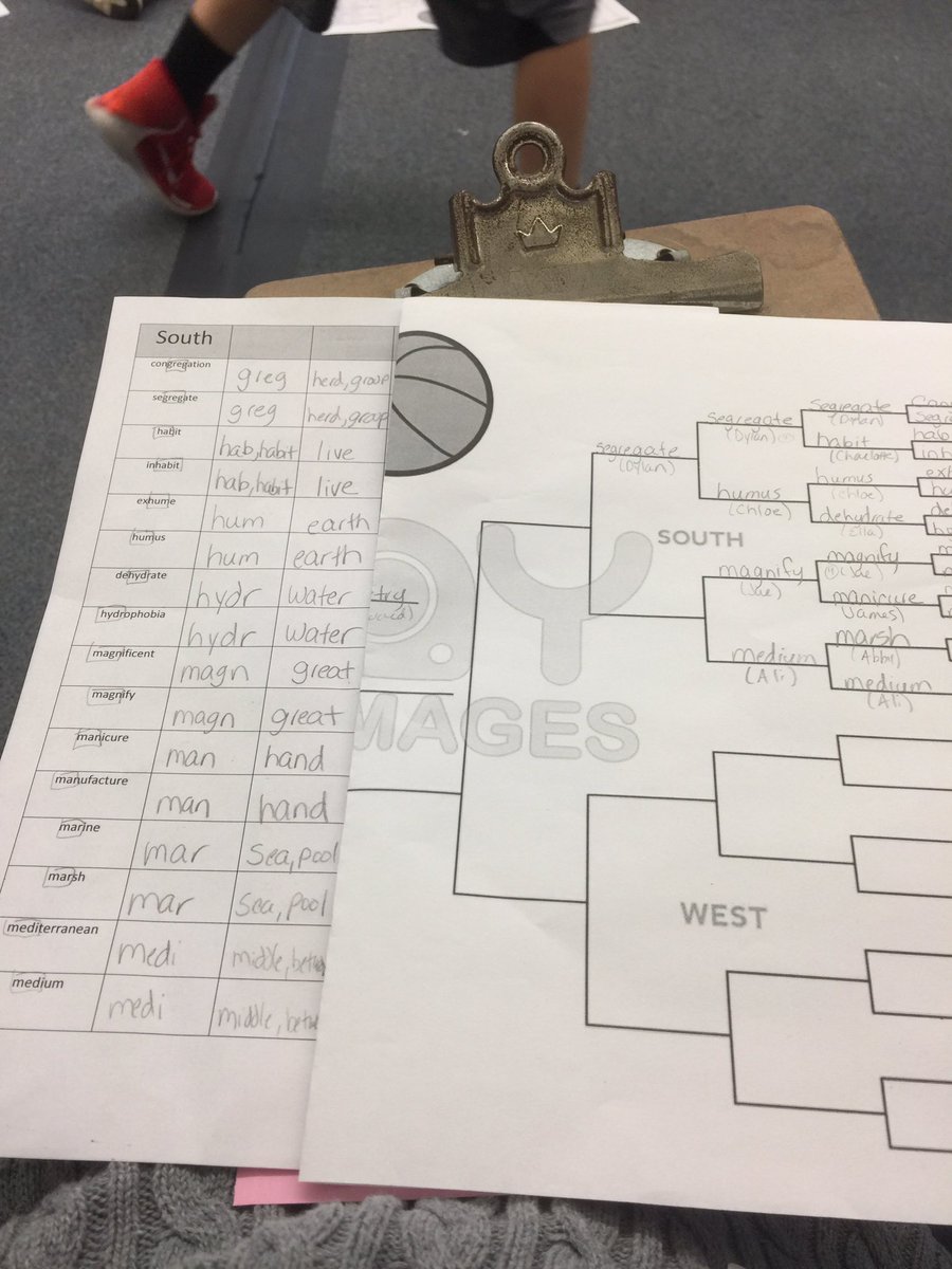 carinabecker6's tweet photo. March madness in 5th grade!!  Helping us learn about roots of words!!  @BarrowsSchool https://t.co/FI0R0BT95T