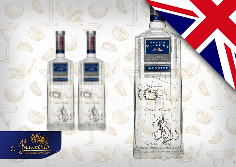 Martin Millers excellent small-batch pot still gin, blended with extra-pure Icelandic spring water. More at Gin Room <a href="/MemoirsCol/">Memoirs Colchester</a>