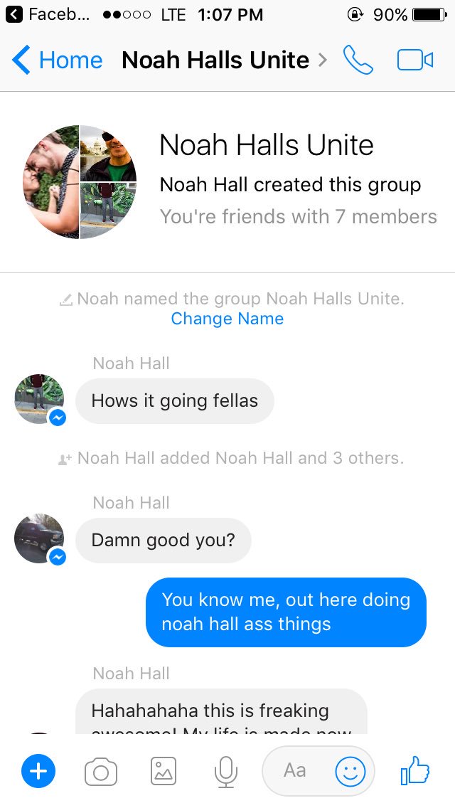 0NoahHall0's tweet photo. A fellow Noah Hall started a Facebook group of just Noah Halls, which is by far the most Noah Hall thing ever. https://t.co/YLIHk25Fj0