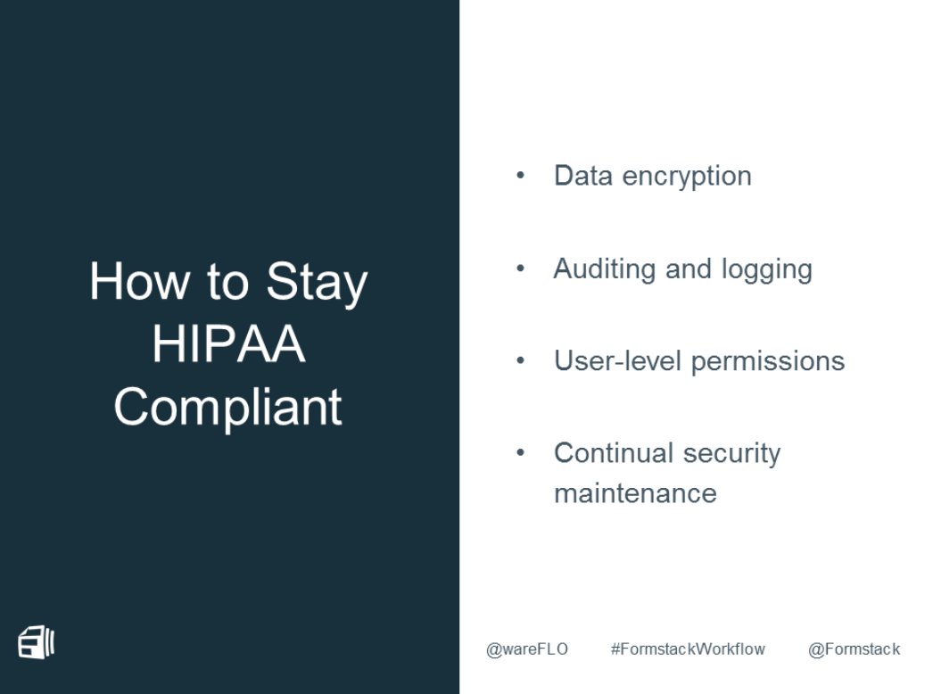 Formstack's tweet image. What about #HIPAA compliance? #FormstackWorkflow #healthcare