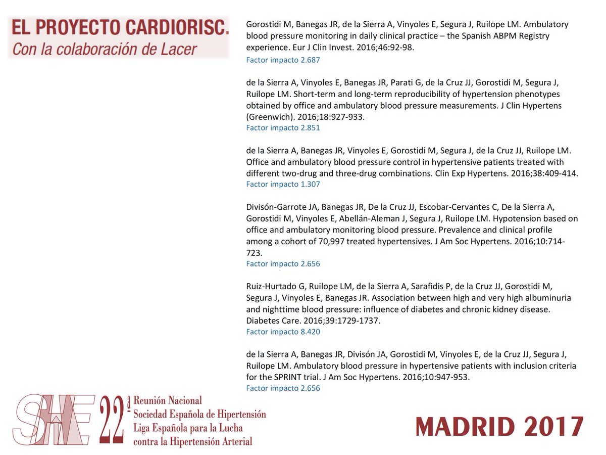 ManuelGorostidi's tweet photo. Nuevas evidencias generadas por #Cardiorisc en @SEHLELHA140_90 #sehlelha2017 @TGijonConde @juliansegura25 https://t.co/2klb7Qqsrw