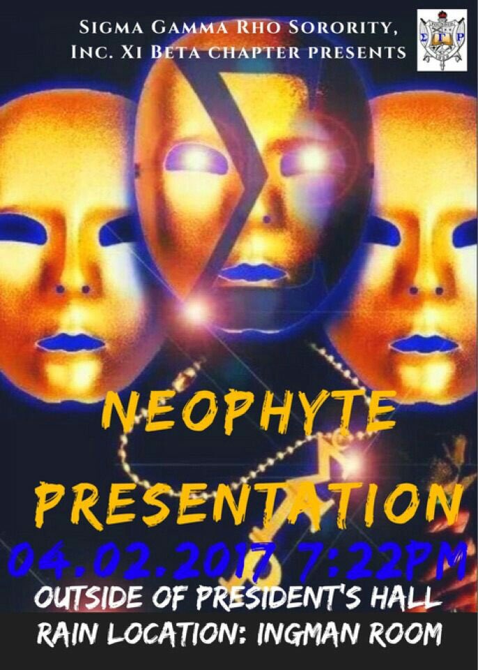 🗣 Neophyte Presentation on April 2nd at 7:22pm outside of President's Hall!! 💙🐩💛