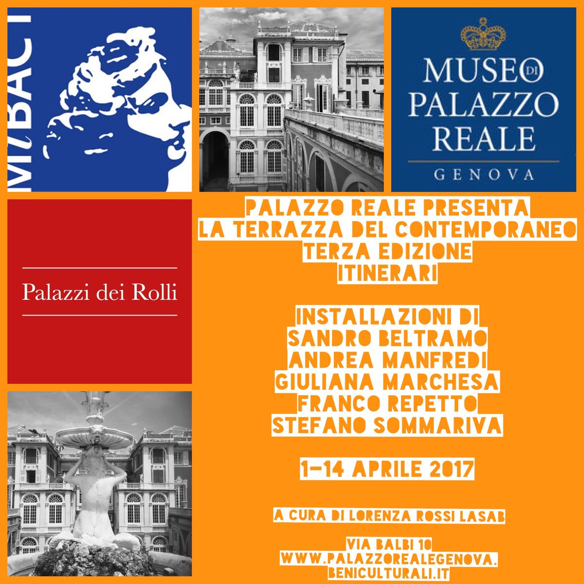 Mostra ITINERARI
Apertura il 1 aprile in occasione delle giornate dei #RolliDays a #genova 
tinyurl.com/lp3zng5