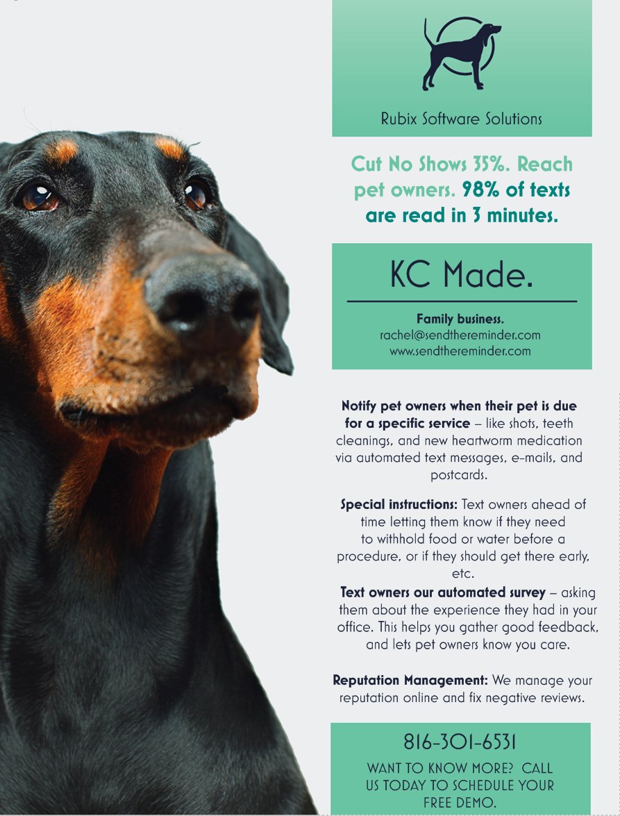 Automate reminders for your vet clinic &amp; increase pet owner compliancy on vital appointments--flea, tick &amp; heartworm dosing, &amp; vaccinations.