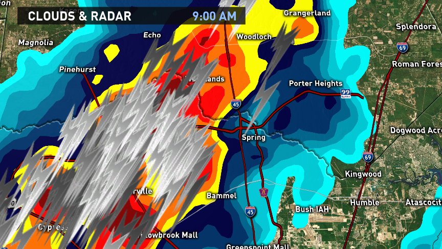 KHOU's tweet image. Heads up Spring, Woodlands. Strong storm moving in. Imperial Oaks, Legends Run, Benders Landing, Harmony...heads up!
