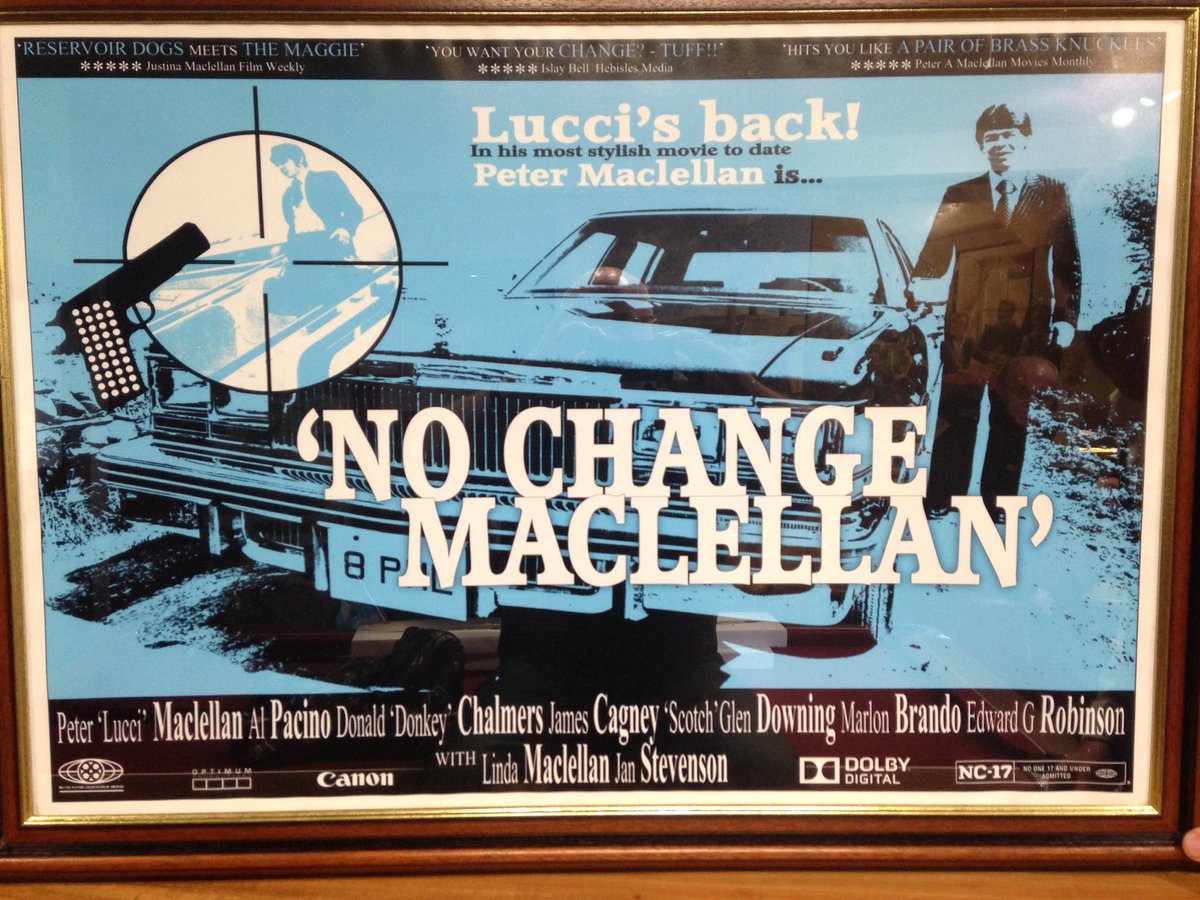 davidjbrodie's tweet photo. Some new artwork arrived today at Bowmore Hotel. #nochange #luccis #checkthesmallprint https://t.co/kGh5BuDH2w