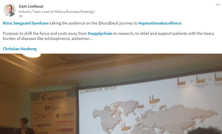 mobius_eu's tweet photo. The Lundbeck journey to #operationalexcellence - thoughts of our colleague @GertLinthout at #LogiChem2017 https://t.co/MqYyPwv7NE