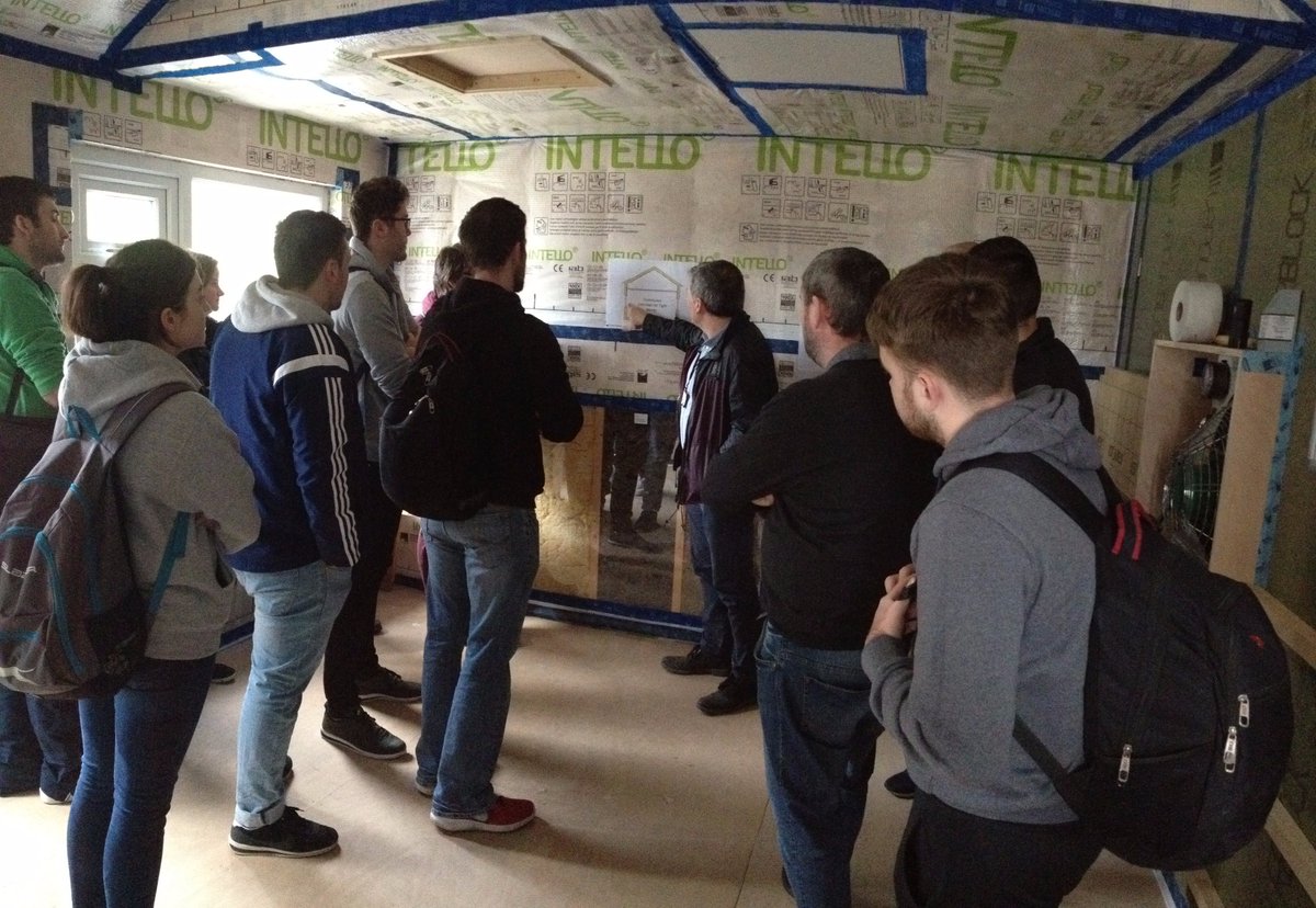 TUDublinEntEng's tweet photo. First Demo in the new Low Energy Building Training Facility @itbdublin #airtightness #Insulation #QualiBuildTraining @Qualibuild https://t.co/yiMPOqpR98
