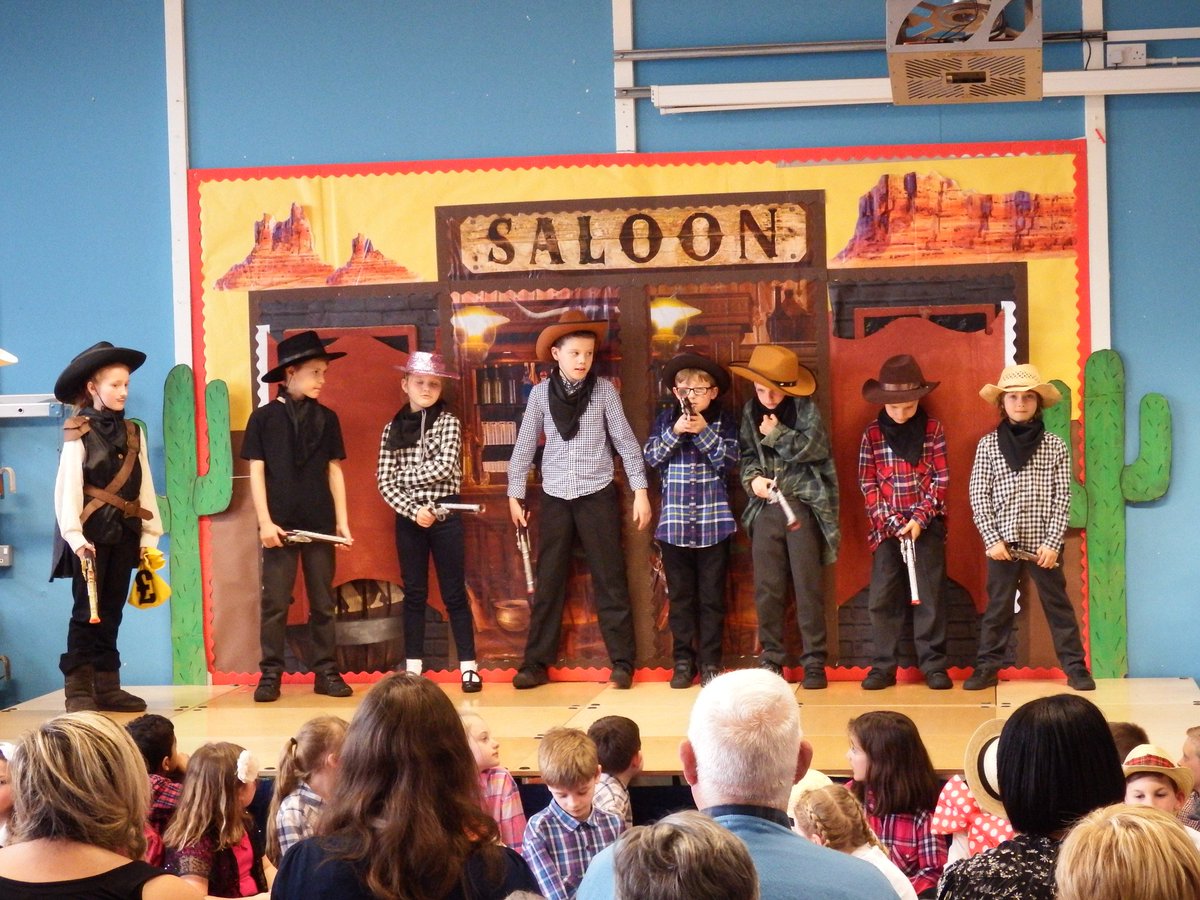cloverleaschool's tweet photo. Years 3/4 have just finsished their first showing of their spring production of 'Ye Ha' in the hall. Doing it all again tonight. Well done. https://t.co/UZO7trR3ft