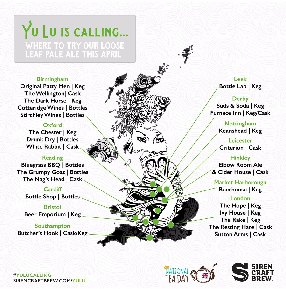 SirenCraftBrew's tweet photo. Here's the first selection of places to find Yu Lu from Friday! (Plus the chance to win some goodies). https://t.co/zxyObkLgzr #YuLuCalling https://t.co/JsiAO64eR9
