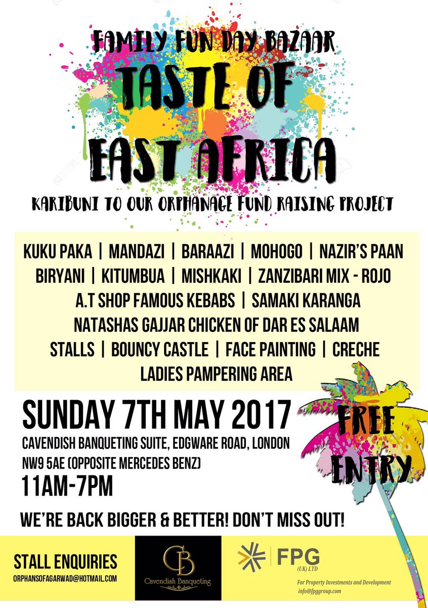 Cavendish_Banq's tweet photo. A day for everyone! Come down to Cavendish Banqueting on May 7th &amp; excite your taste buds with the taste of Africa! https://t.co/ZW5RYE4xfN