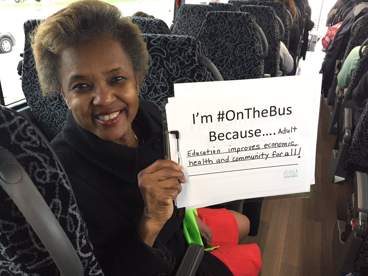scalelit's tweet photo. #Adultedu builds a stronger communities- that's why we are #onthebus to Springfield to meet with our reps. #ilbudgetnow @BetsyRubin https://t.co/f9JpHfzubN