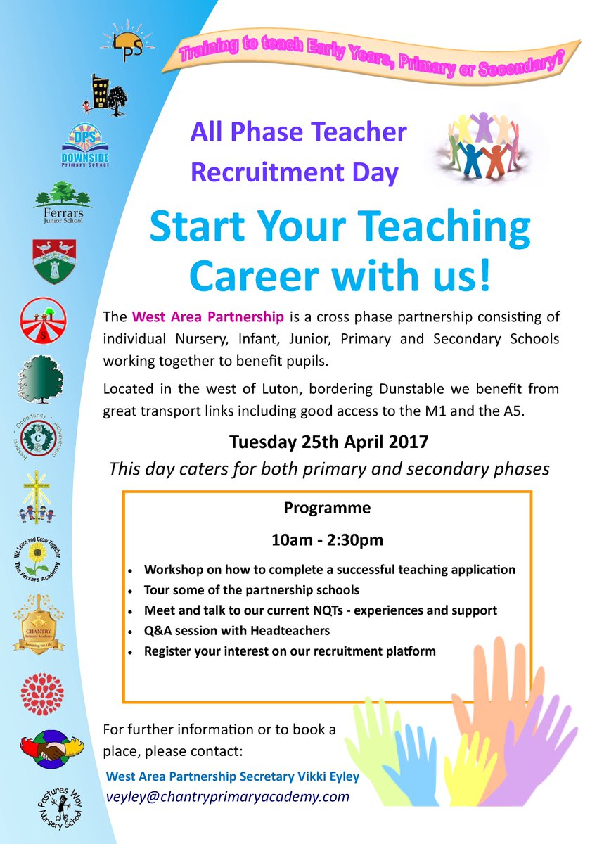 @UoBrisCareers We've got some great teaching positions in some amazing schools in West Luton - come along to our recruitment day next month!