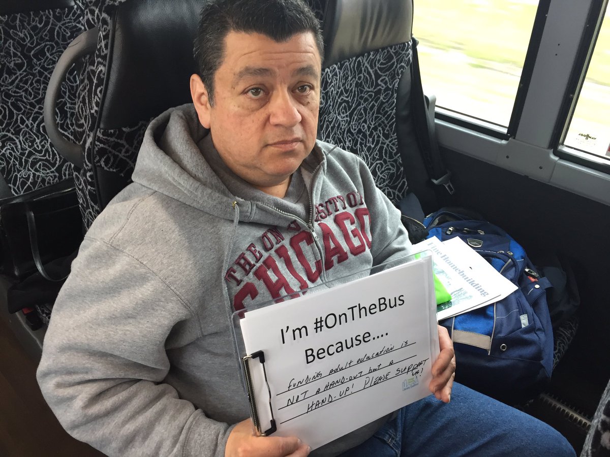 scalelit's tweet photo. Why are #adultedu students &amp; staff #onthebus to Springfield for IACEA's lobby day? Because #adultedumatters! @EnlaceChicago @SaferFoundation https://t.co/jRhKwt1Zxg